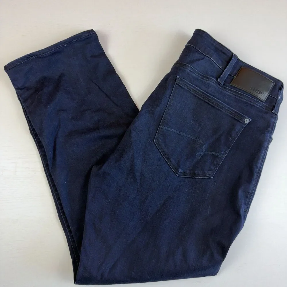 Mavi Zach Straight Leg Jeans Men’s 37W 28.5L Stretch Cotton Blend Dark Wash Blue